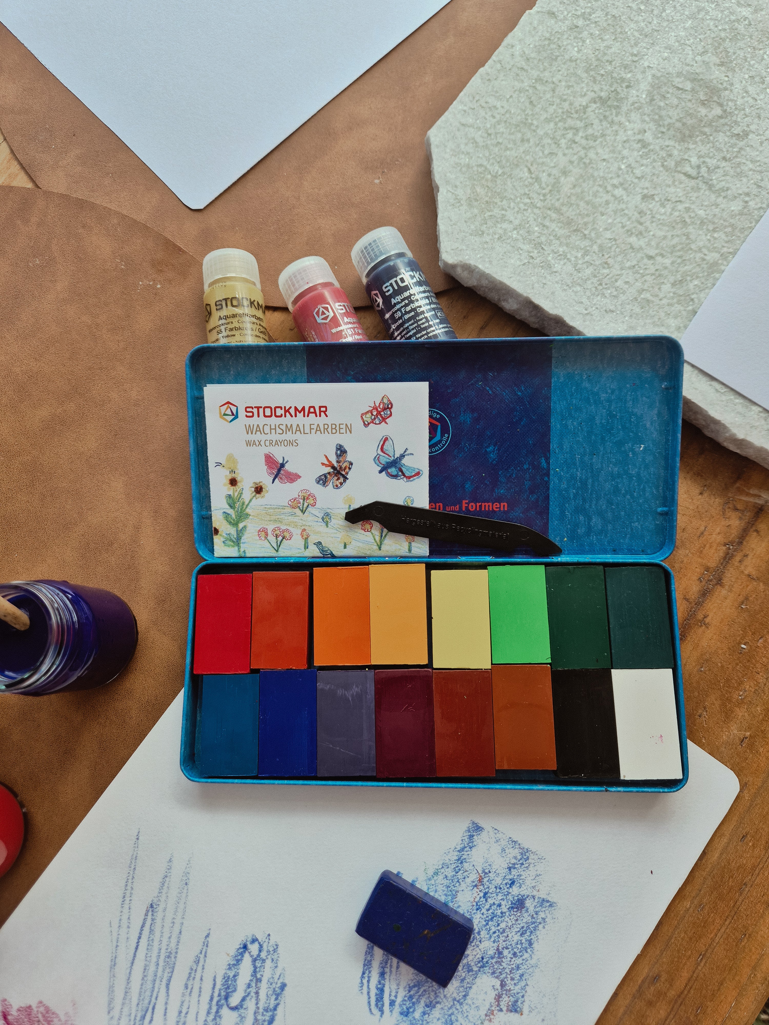 STOCKMAR Tin of 16 Wax Block Crayons