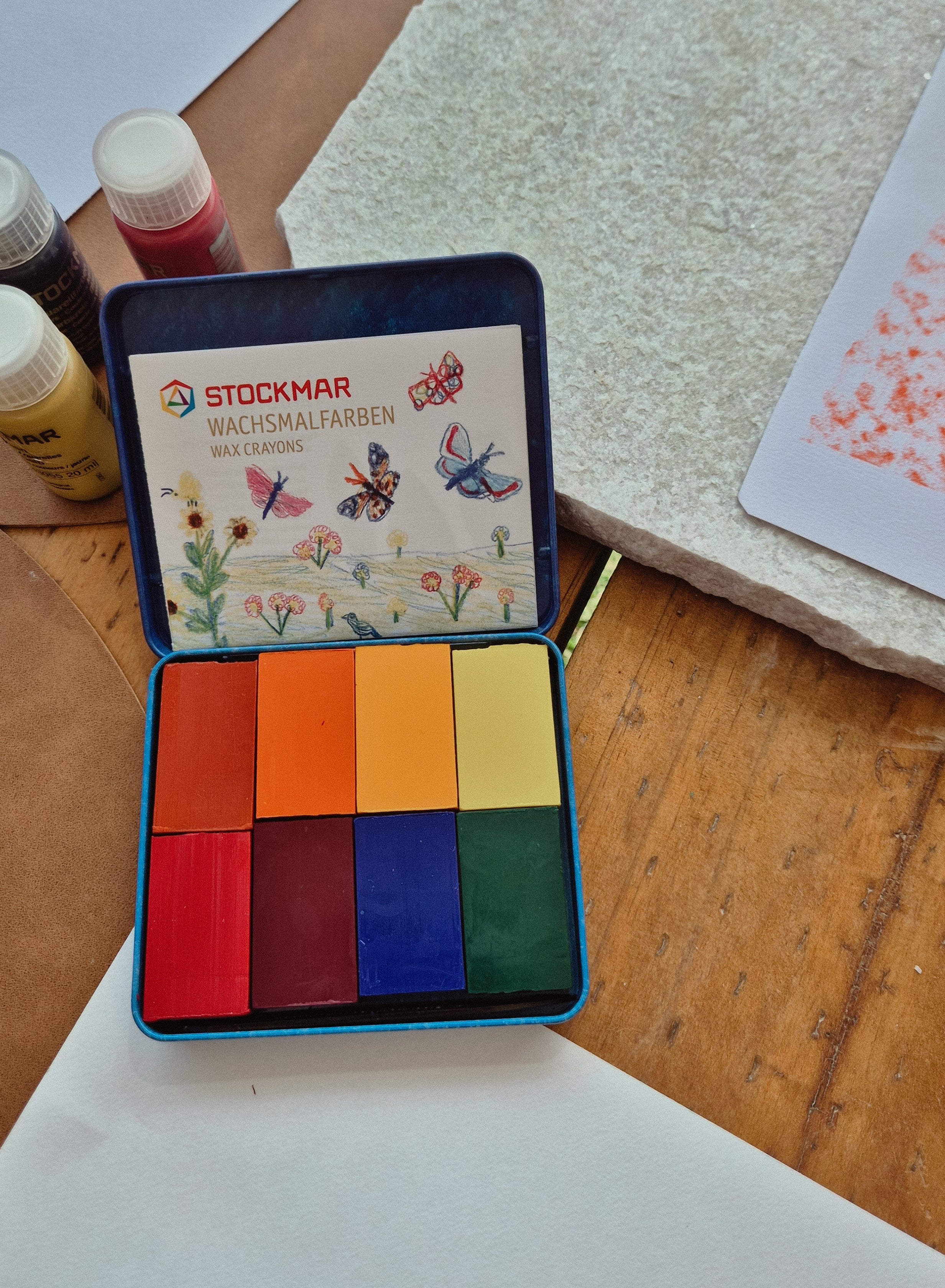 STOCKMAR Tin of 8 Wax Block Crayons