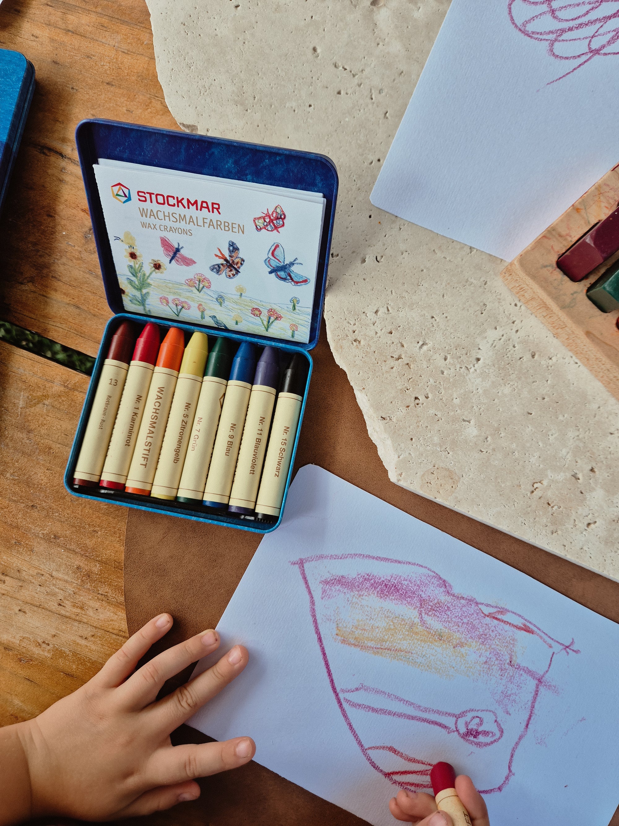 STOCKMAR 8 Wax Stick Crayons in Tin
