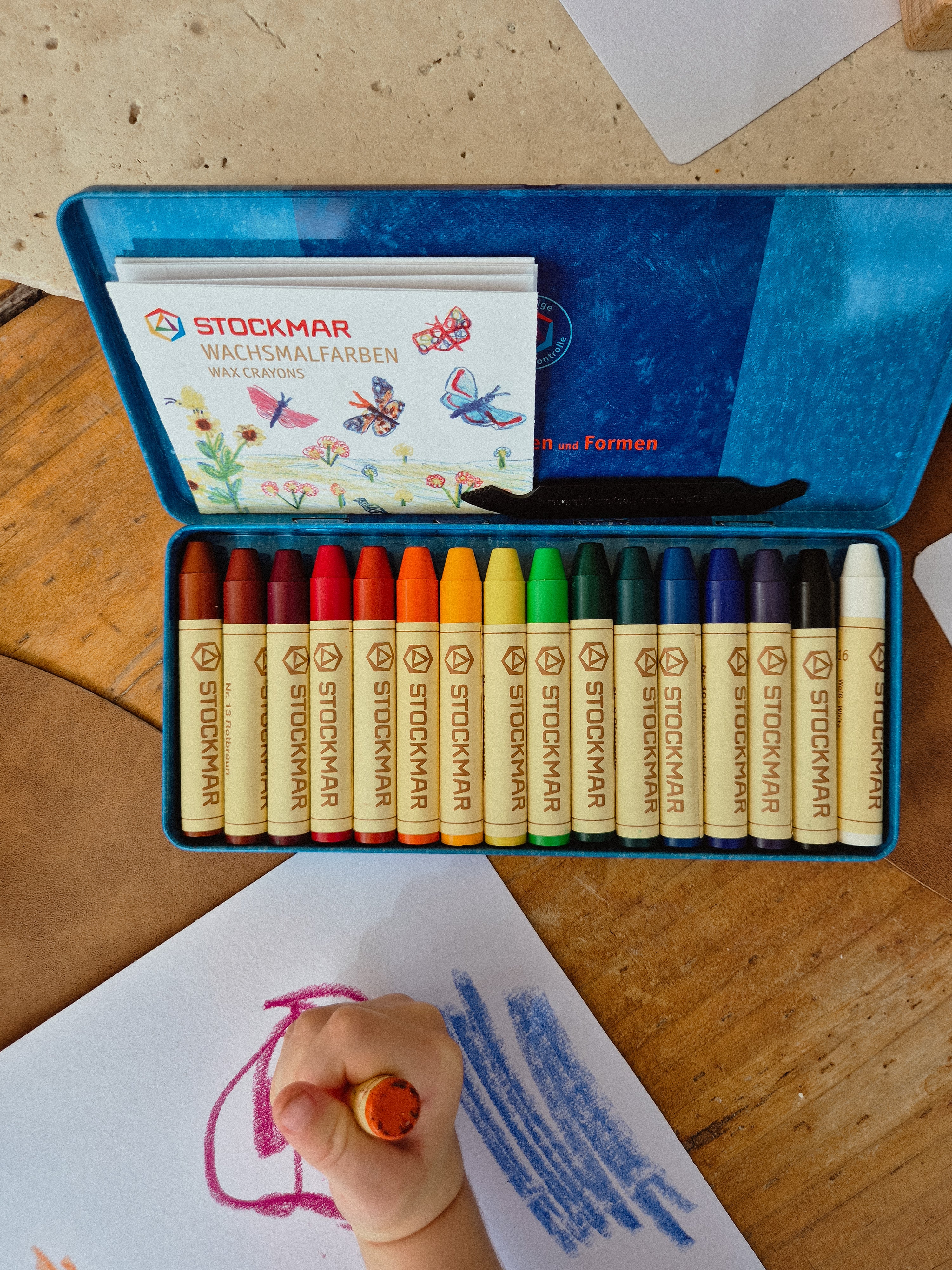 STOCKMAR Tin of 16 Wax Stick Crayons