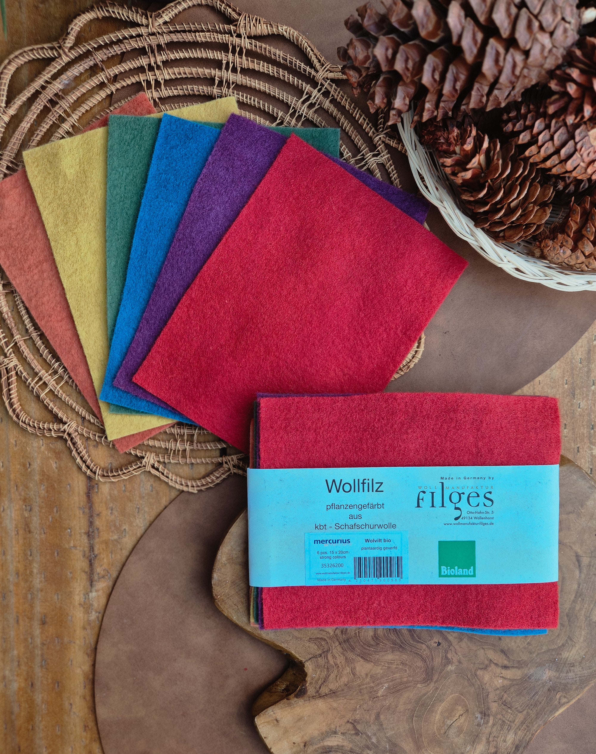 Filges Organic Plant Dyed Wool Felt - Basic Assortment