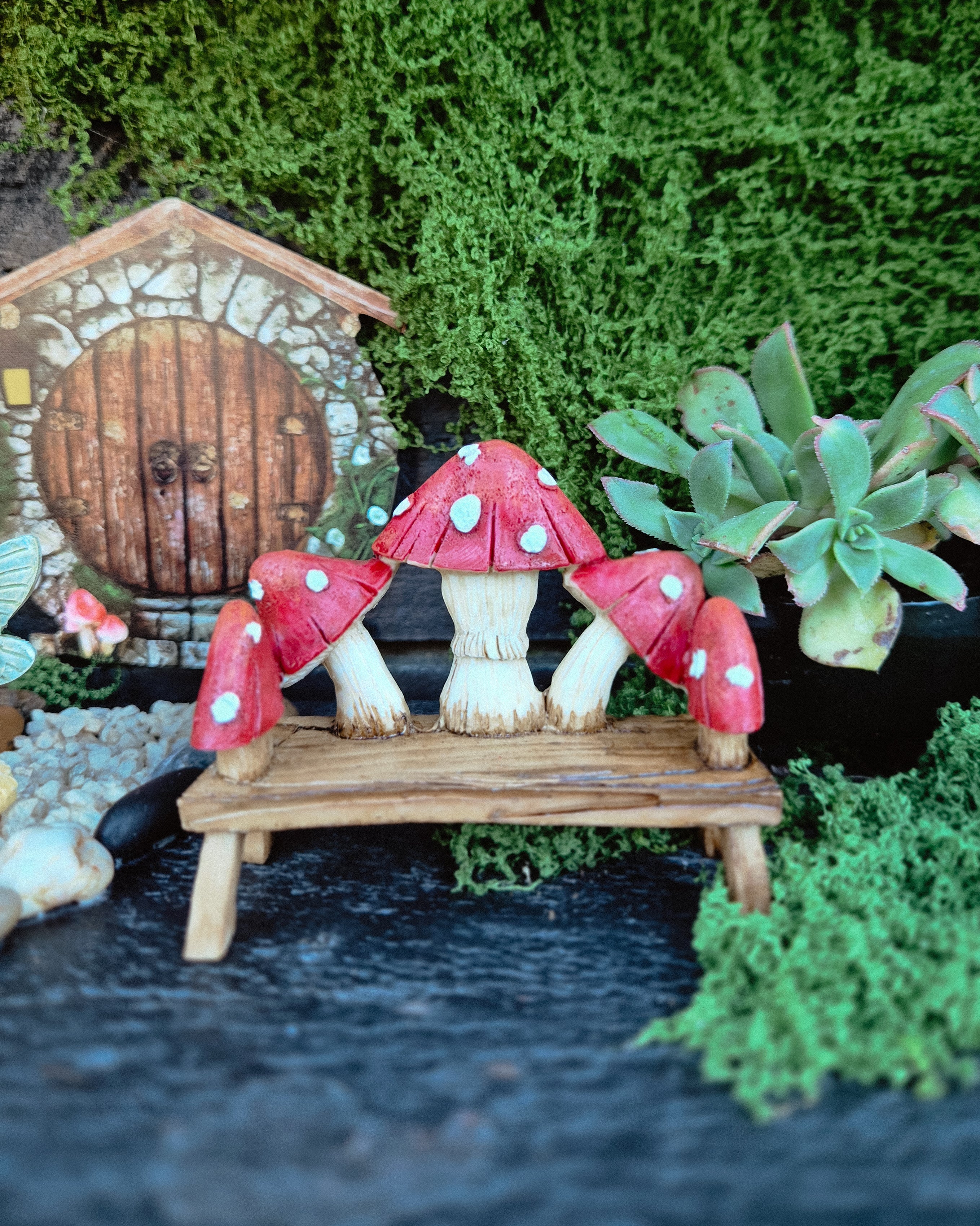 Mushroom Garden Bench