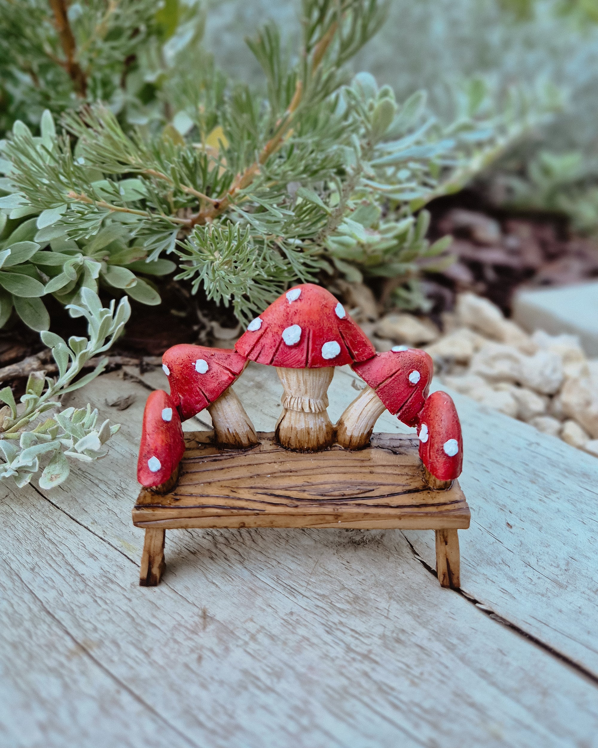 Mushroom Garden Bench