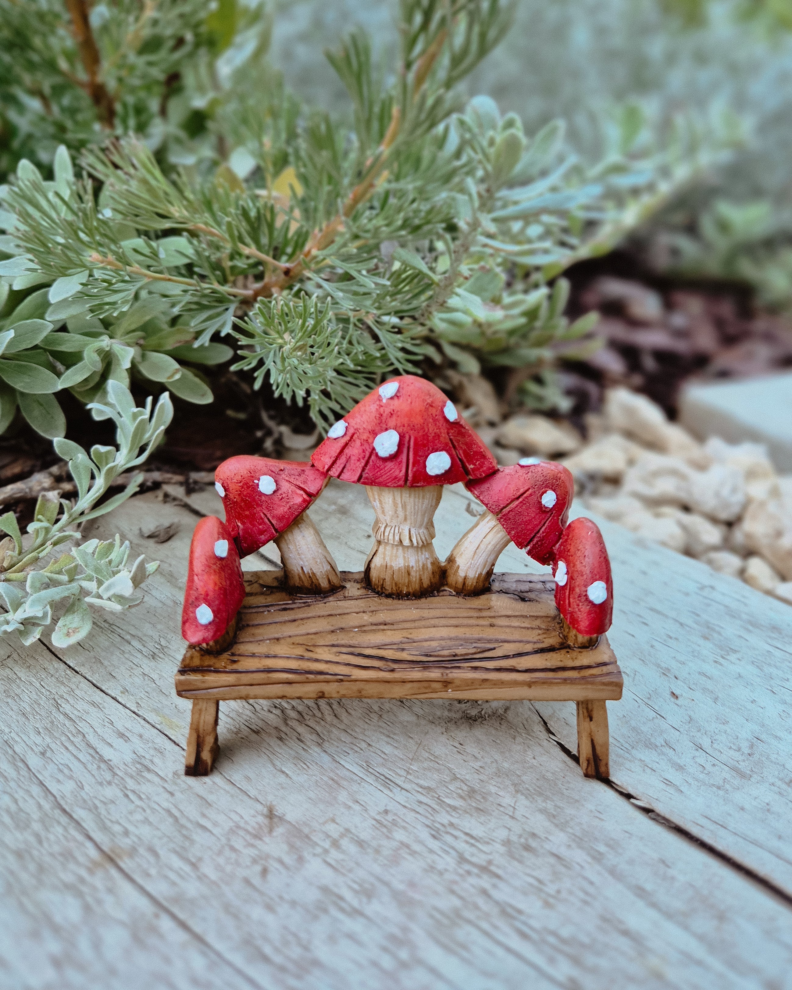 Mushroom Garden Bench